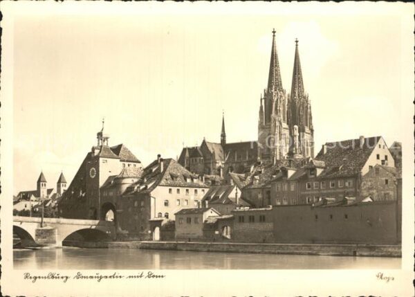 Regensburg Donaupartie mit Dom