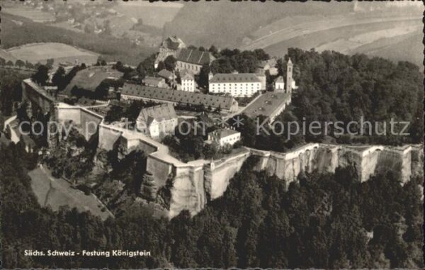 Koenigstein Saechsische Schweiz Fliegeraufnahme Festung