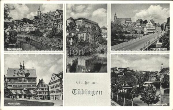 Tuebingen Schloß Neckarbrücke Neckarpartie Marktp