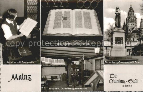 Mainz Rhein Gutenberg-Bibel und Denkmal Dom Werksta