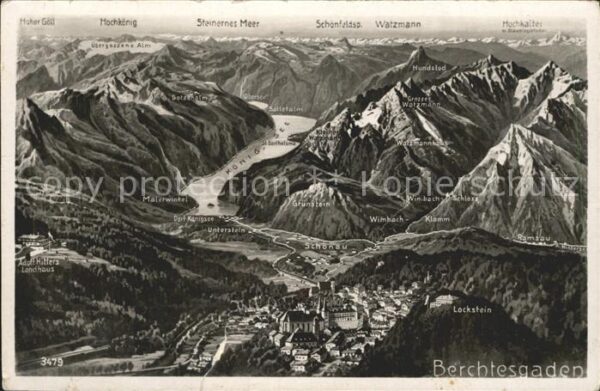 Berchtesgaden Panoramakarte mit Königssee