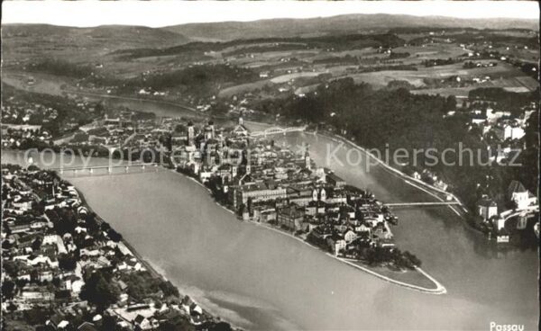 Passau Fliegeraufnahme Dreiflüssestadt