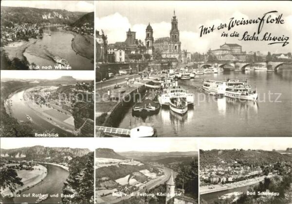 Wehlen Sachsen Basteiblick Rathen Festung-Königstein B