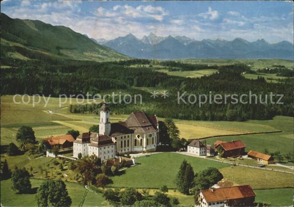 Steingaden Allgaeu Wieskirche Fliegeraufnahme