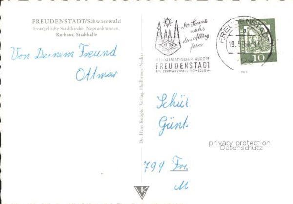 Freudenstadt Evangelische Stadtkirche Neptunbrunnen – Bild 2