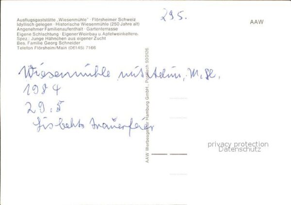 Floersheim Main Ausflugsgaststätte Wiesenmühle – Bild 2