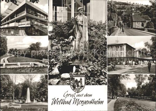 Mergentheim Bad Statue Park Brunnen Gebäude