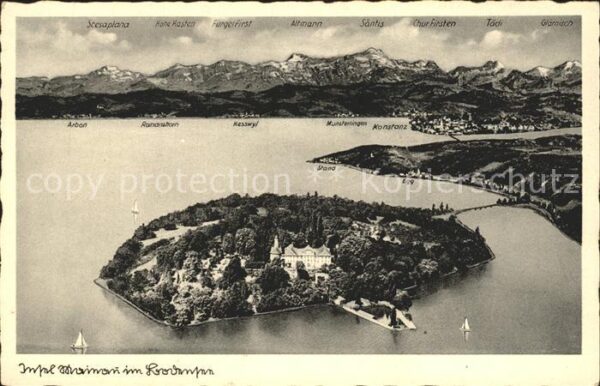 Insel Mainau Fliegeraufnahme mit Bodensee
