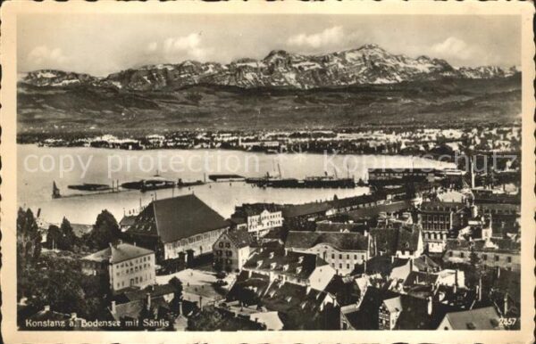 Konstanz Bodensee Fliegeraufnahme mit Säntis