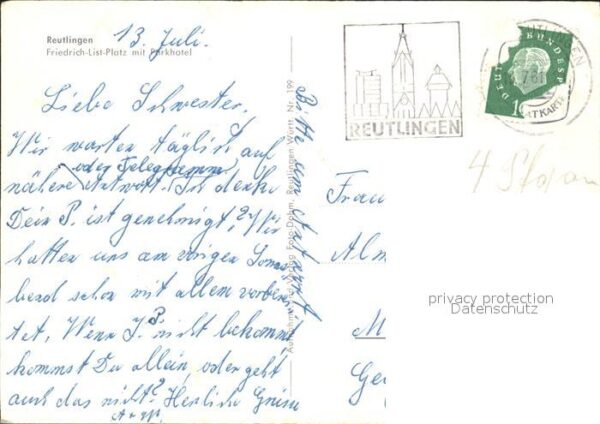 Reutlingen Friedrich List Platz mit Parkhotel – Bild 2