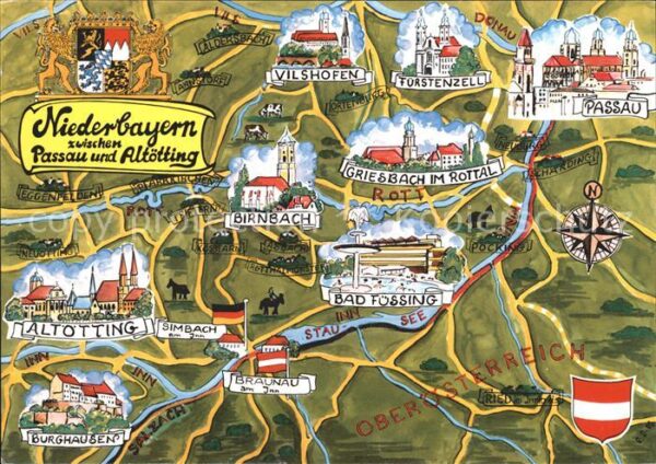 Passau Panoramakarte Altötting Griesbach Bad F