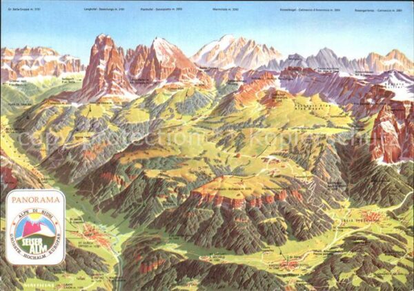 Alpe di Siusi Panoramakarte Langkofel Monte Pana