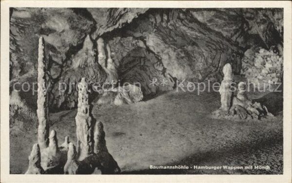 Hoehlen Caves Grottes Baumannshöhle Hamburger Wappen mit Mönc