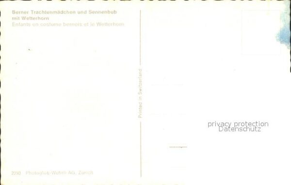 Trachten Schweiz Bern Senennbub Wetterhorn – Bild 2