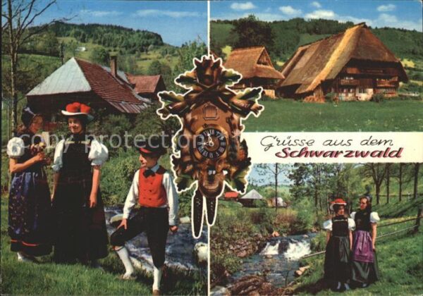 Trachten Schwarzwald Bollenhut - P O S T K A R T E -  - P O
