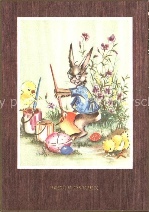 Vermenschlicht Hase Küken Ostereier Malen Pinsel