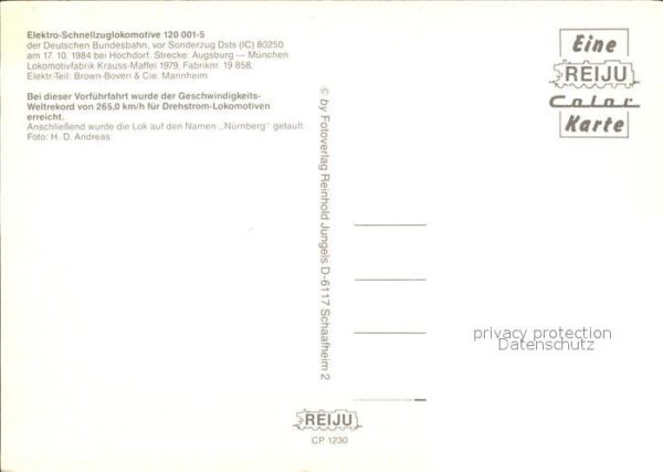 Eisenbahn Elektro-Schnellzuglokomotive 120 001-5 – Bild 2