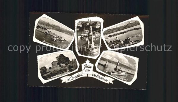Lindau Bodensee Fliegeraufnahme Hafen Löwenstatue Bad S