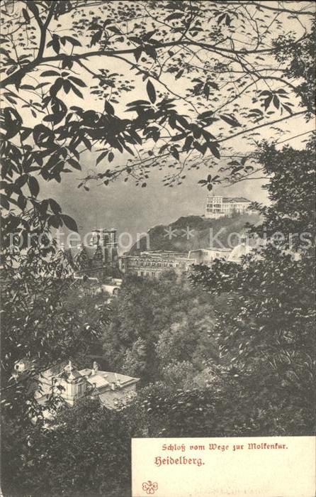Heidelberg Neckar Schloss vom Wege zur Molkenkur Hotel