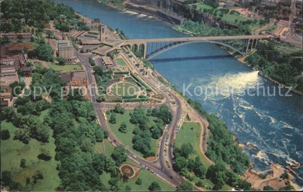 Niagara Falls Ontario Rainbow Bridge with Niagara Falls New Y