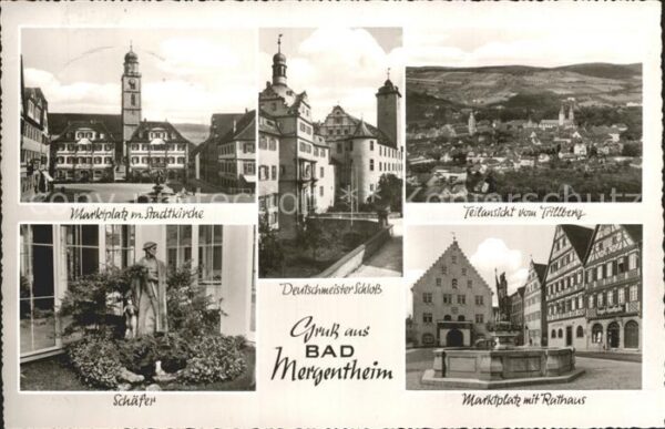 Bad Mergentheim Marktplatz Stadtkirche Schäfer Statue D