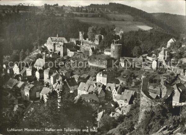 Monschau Haller mit Teilansicht und Burg Luftkur