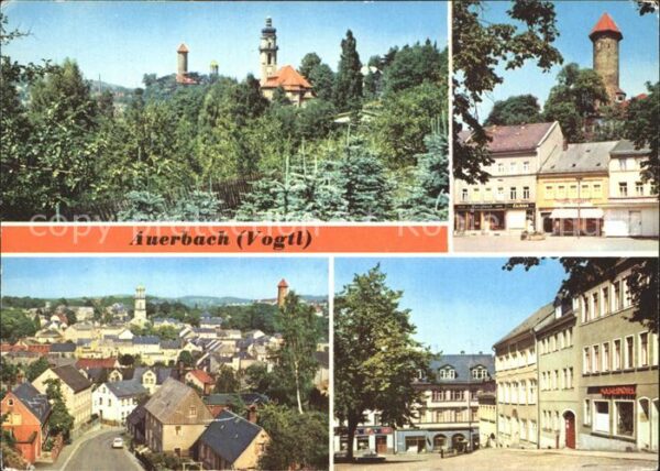 Auerbach Vogtland 3 Türme Friedensplatz Schloss Teilansic