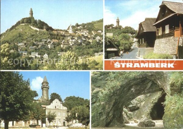 Stramberk Teilansicht mit Schlossturm Holzhäuser