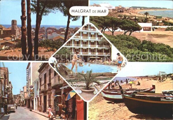 Malgrat de Mar Boote Strand Strassenpartie
