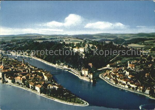 Passau Fliegeraufnahme Drei Flüsse Stadt Donau