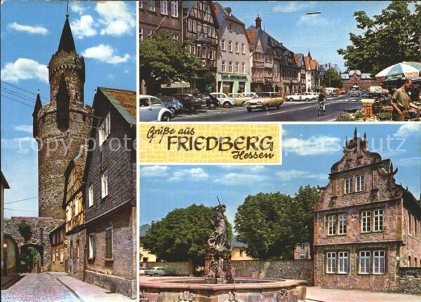 Friedberg Hessen Adolfsturm Kaiserstrasse mit Burg Schlo