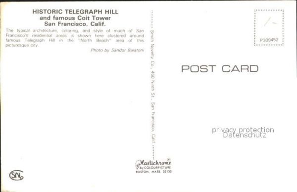 San Francisco California Historic Telegraph Hill famous Coit Tow – Bild 2