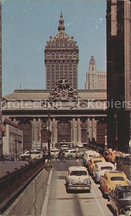 New York City Traffic ramp front Grand Central Termin