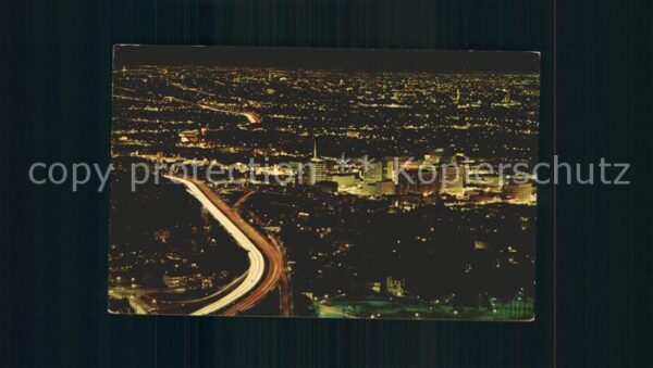 Hollywood California Night scene Freeway Capitol Record buil