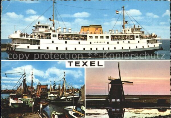 Texel Hafen Windmühle Schiff Marsdiep