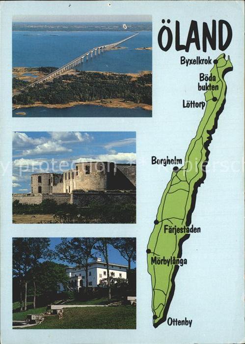 Oeland Fliegeraufnahme Brücke Burg und Karte