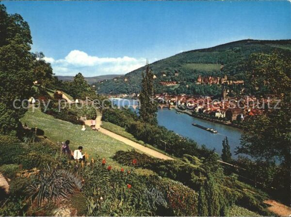 Heidelberg Neckar Blick vom Philosophenweg