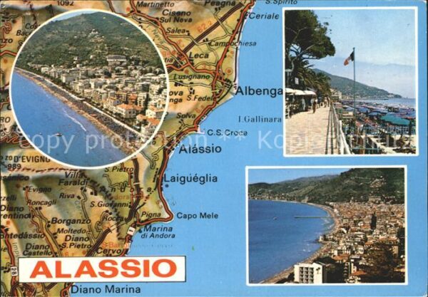 ALASSIO Savona Liguria IT Strandpromenade Karte