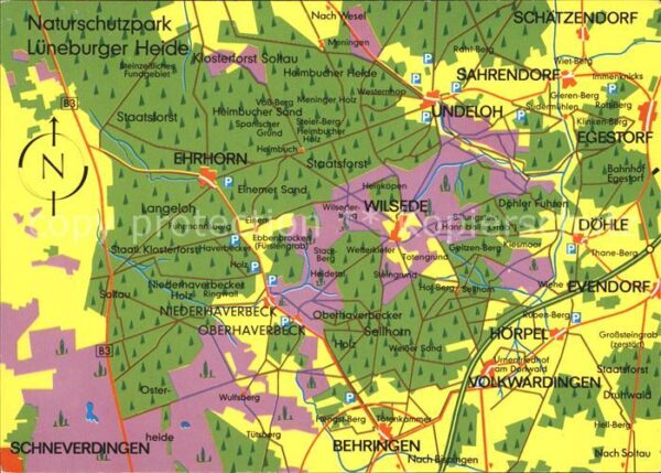 Lueneburger Heide Übersichtskarte des Naturschutzgebietes
