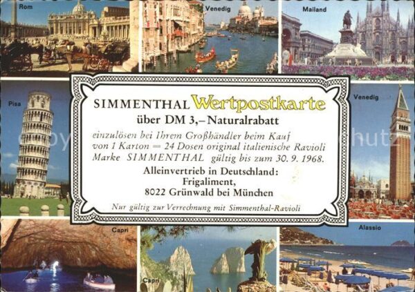 Muenchen Simmenthal Ravioli Wertpostkarte
