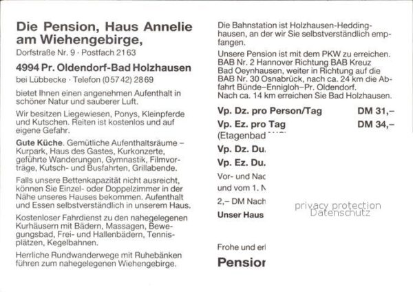 Bad Holzhausen Luebbecke Pension Haus Annelie Swimming Pool Wieh – Bild 2
