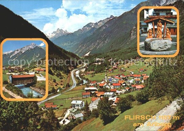Flirsch Gesamtansicht mit Alpenpanorama Brücke