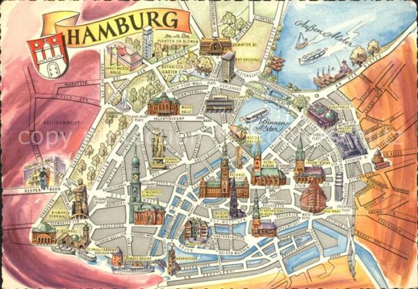 Hamburg Zentrum Binnenalster Stadtplan Sehenswü