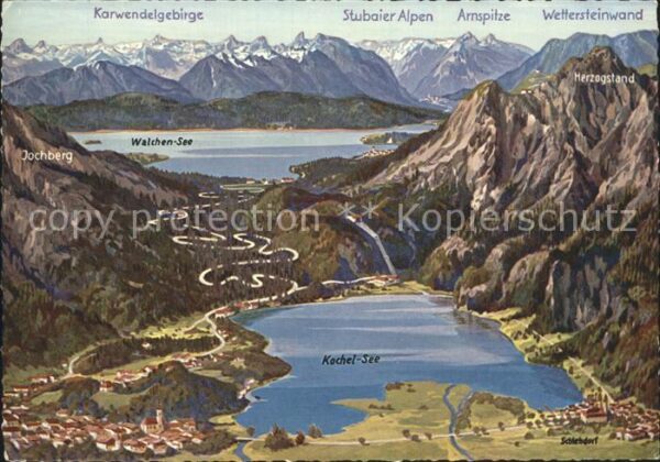 Kochel See aus der Vogelschau Karwendelgebirge Alp