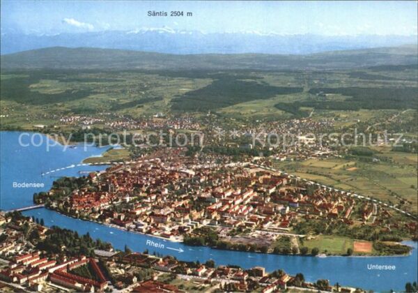 Konstanz Bodensee Säntis Alpenkette Fliegeraufnahme