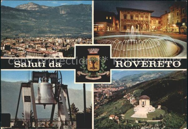 Rovereto Panorama Innenstadt Brunnen Friedensglo