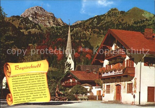 Bayrischzell Ortspartie an der Kirche mit Wendelstei