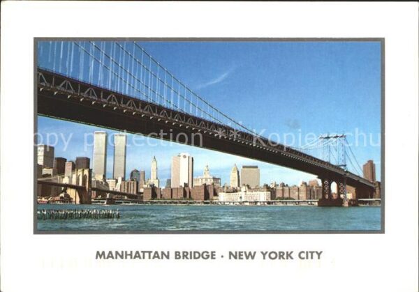 New York City Manhattan Bridge East River Skyline Twi