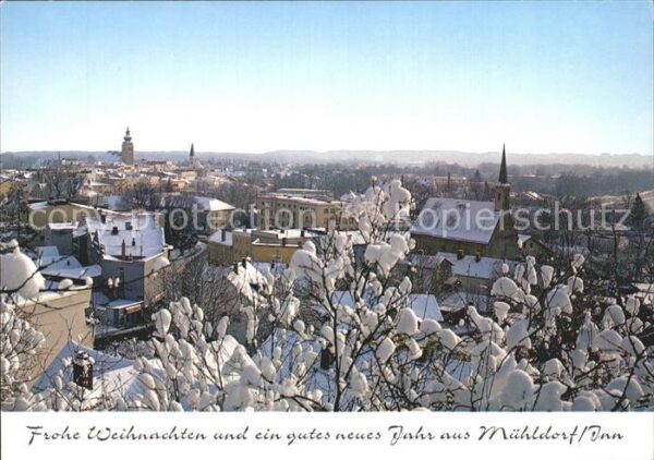 Muehldorf Inn Blick über die Stadt Winterpanorama Wei
