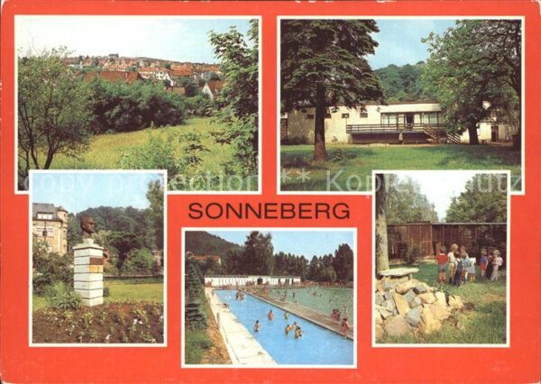 Sonneberg Thueringen Teilansicht Parkcafe Stadtpark Freibad